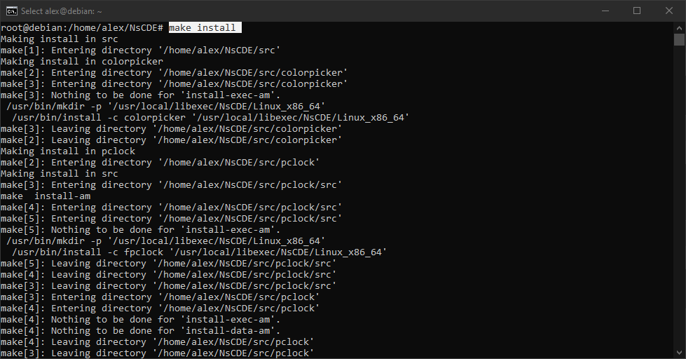 Running 'make install'